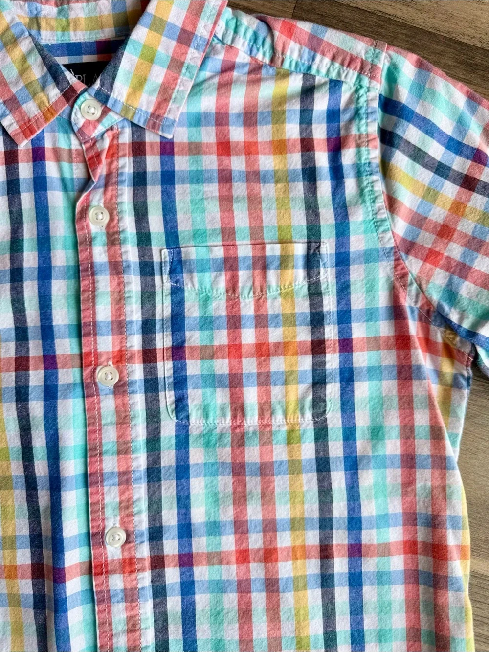 Preppy Boys Multicolor Plaid Cotton Poplin Button Down Shirt 10/12
